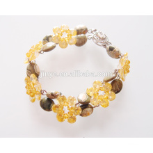 Fashion Handmade Natural Stone Multi Flower Statement Bracelet